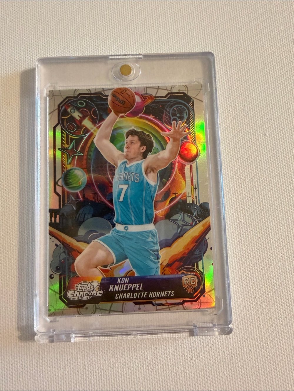 Topps Chrome Kon Knueppel Hornets Teal Action Rookie Card